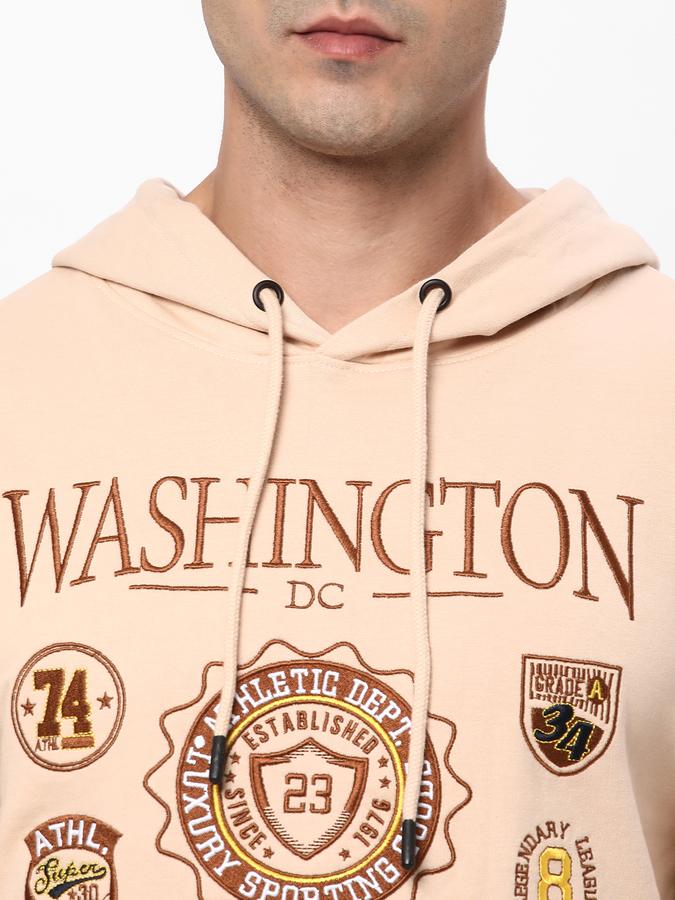 Men Fleece Regular Fit Hooded Graphic Sweatshirt
