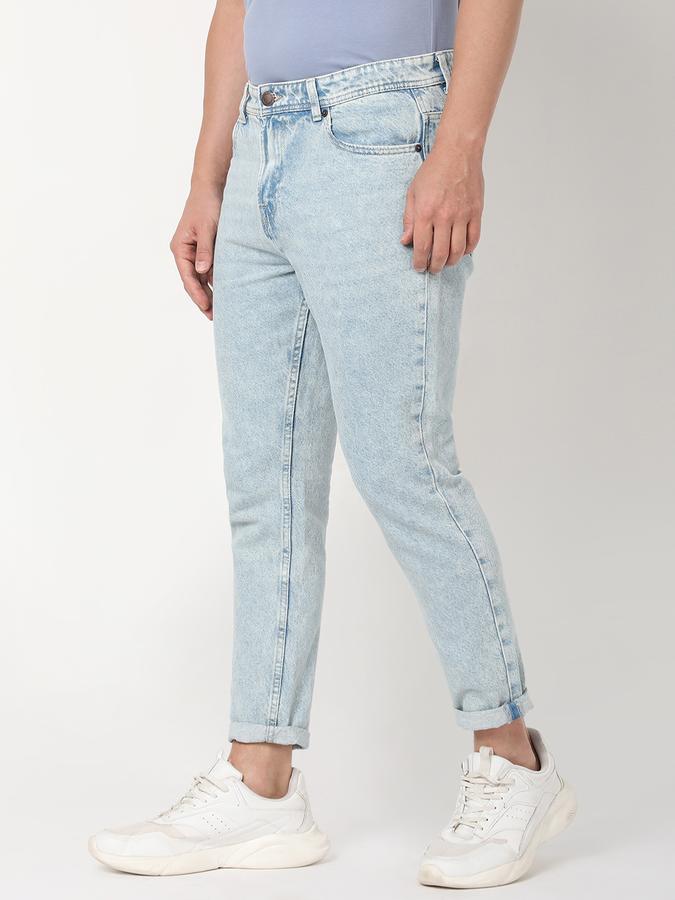 Men Cotton Slim Fit Mid Rise Washed Jeans