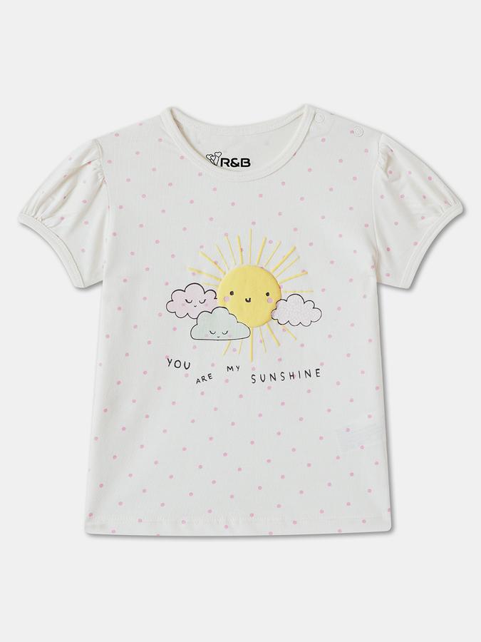 R&B Baby Girls Graphic Print Pure Cotton Regular T Shirt