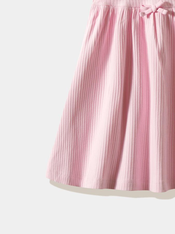 Girls Cotton Regular Fit Round Neck Ruffled Dress