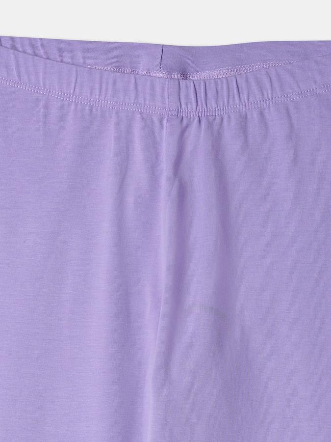 Girls Cotton Blend Skinny Fit Elastic Waist Solid Leggings