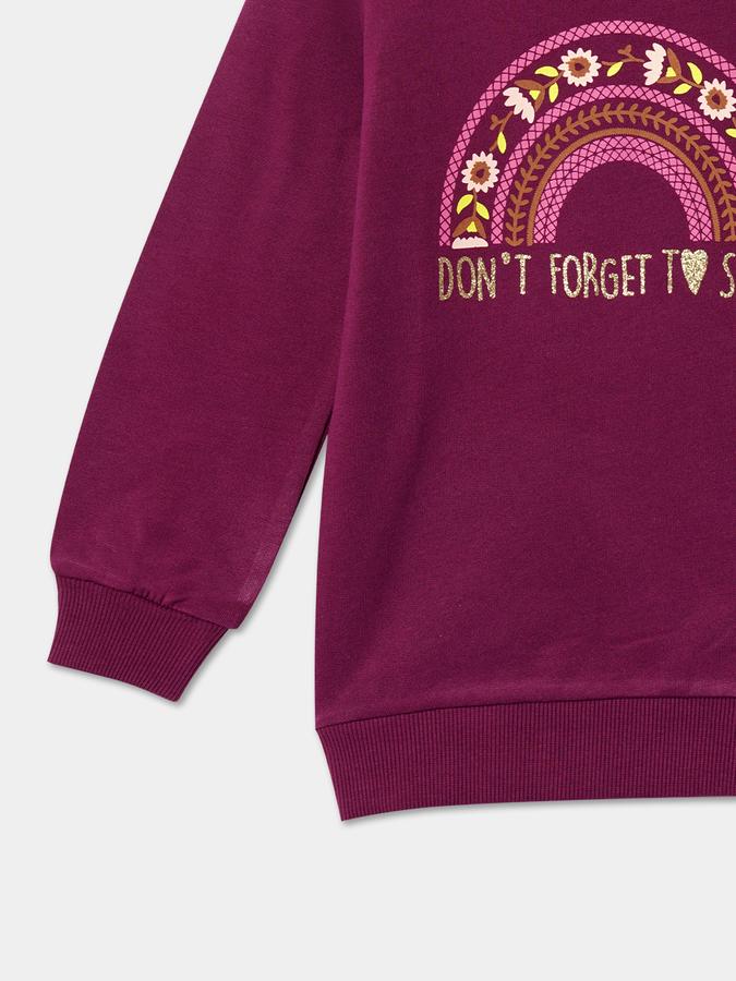 Girls Typographic Print Round-Neck Sweatshirt image number 3