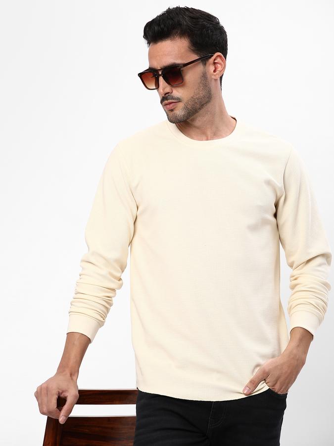 Men Cotton Blend Regular Fit Crew Neck Waffle Knit T-shirt