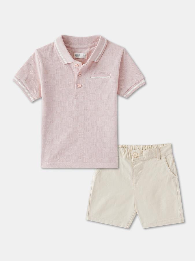 Boys Solid Polo T-shirt with Shorts Fashion Set