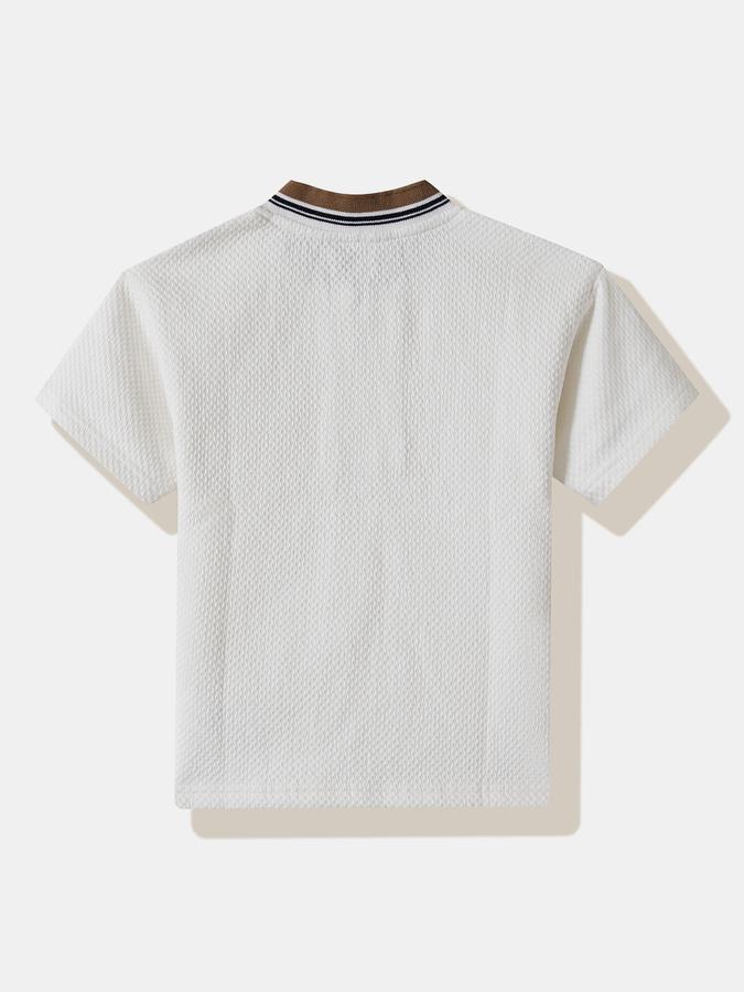 Boys Cotton Regular Fit Zip Neck Solid T-shirt