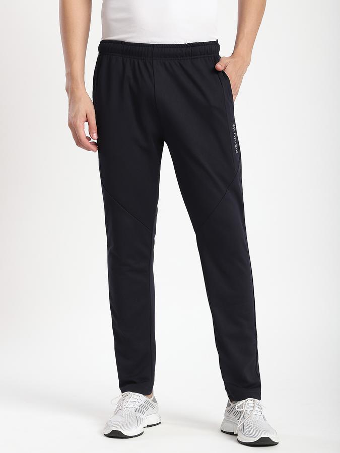 Men Cotton Regular Fit Drawstring Waist Open Hem Trackpants