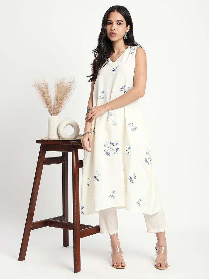 R&B Women Ethnic's White Embroidered Dress