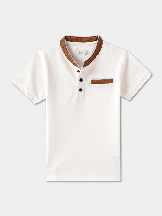 Boys Regular Fit Short Sleeve Mandarin Collar T-Shirt