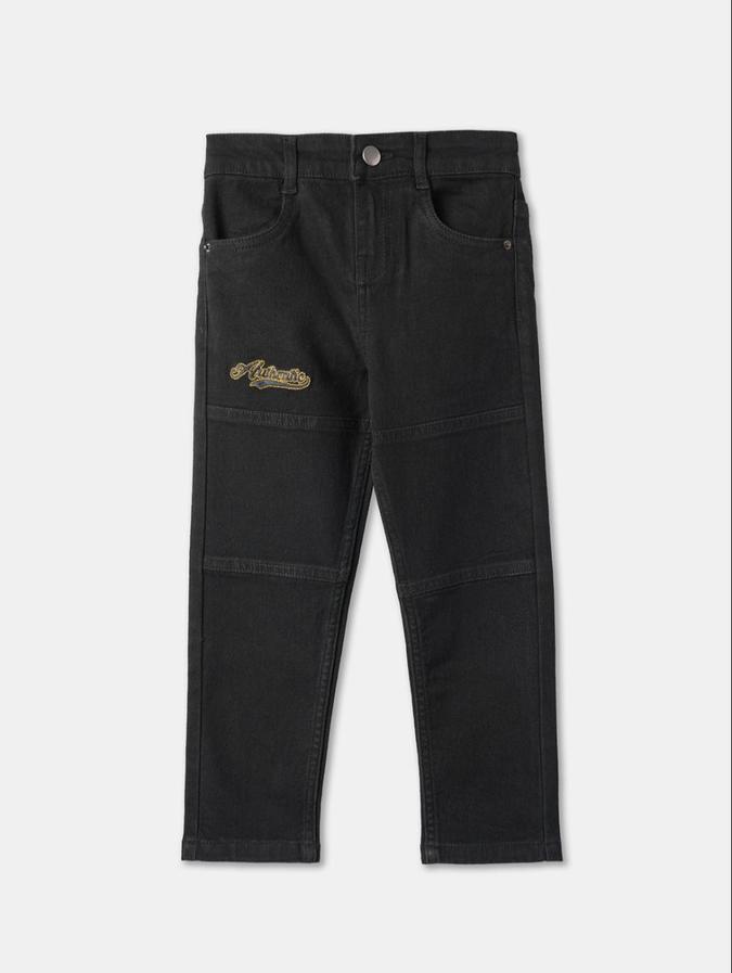 R&B Black Straight Fit Mid-Rise Boys Jeans