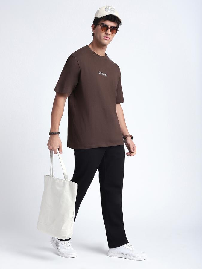 Men Cotton Relaxed Fit Crew Neck Solid T-shirt