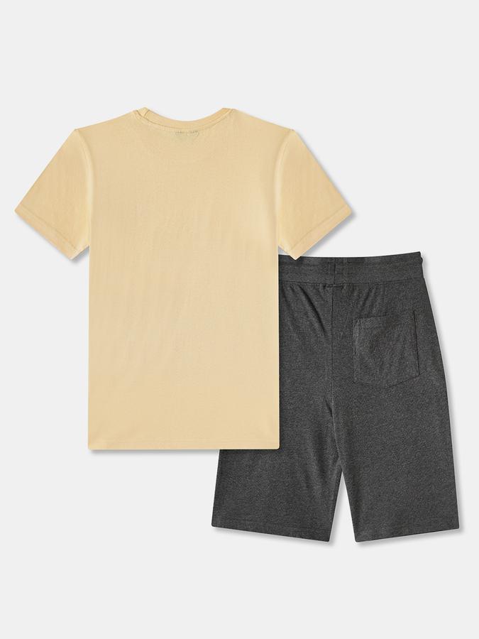 Boys Cotton Graphic Print Crew Neck Regular Fit Pyjama Set