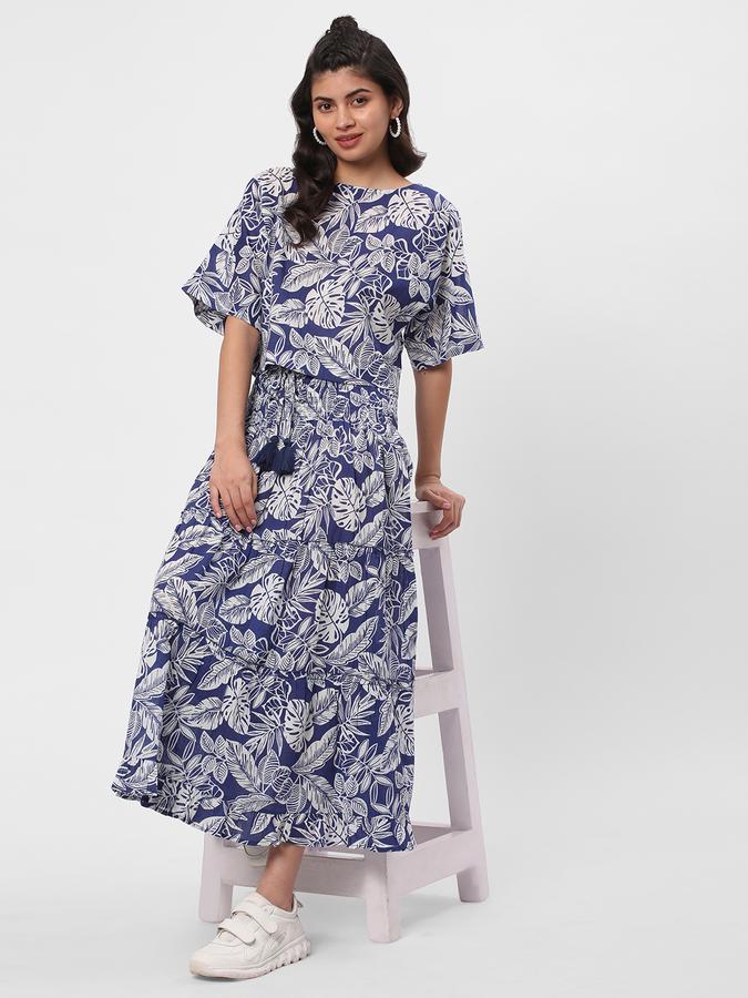 Women Cotton Relaxed Fit Round Neck Printed Ethnic Top