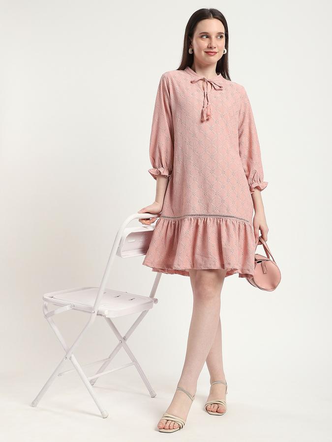 R&B Women Pink Textured Tiered Midi Dress