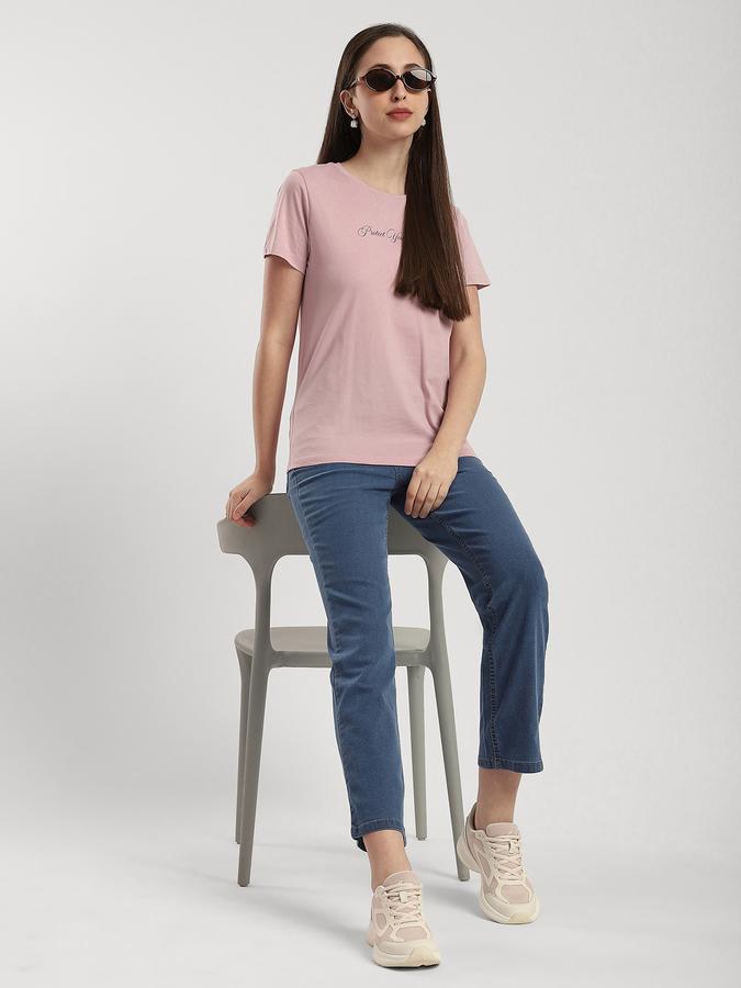 Women Cotton Regular Fit Crew Neck Graphic T-shirt