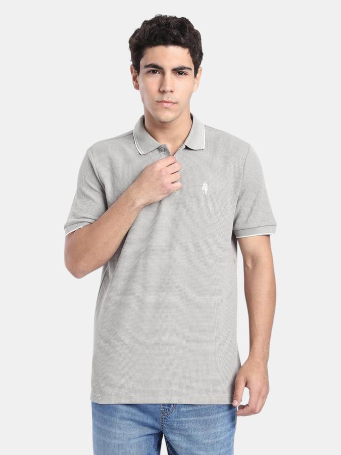 R&B Grey Solid Men Short Sleeve Polo T-shirt