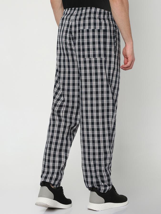 R&B Men Checked Straight Track Pants with Drawstring Waist image number 3