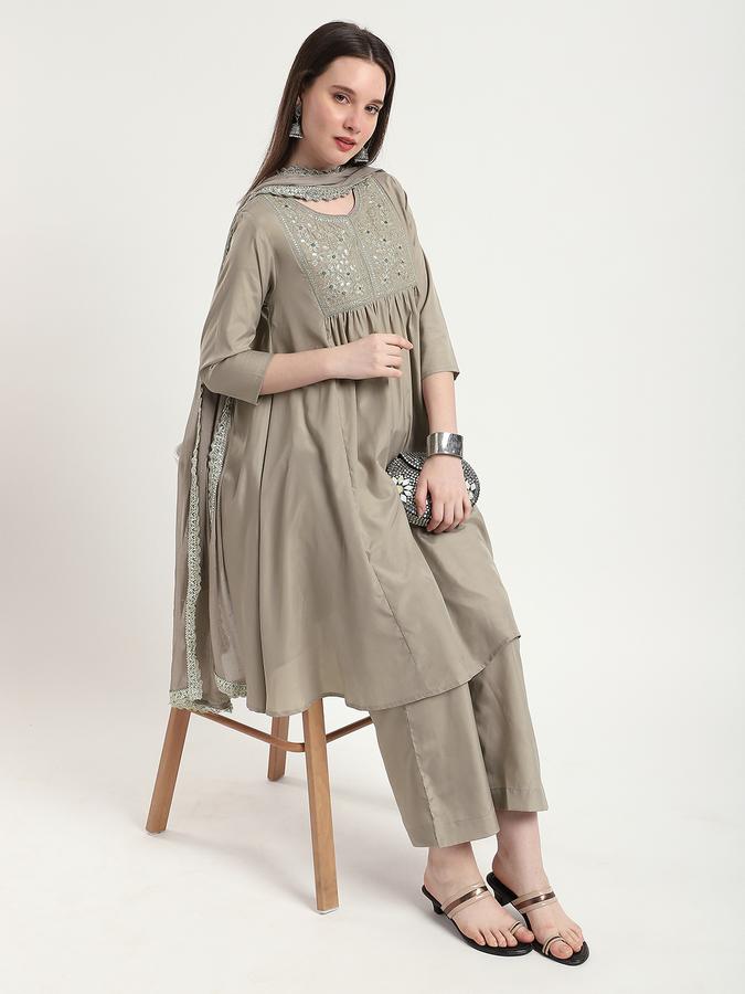 Women Poly Blend Embroidered Kurta and Palazzo Set