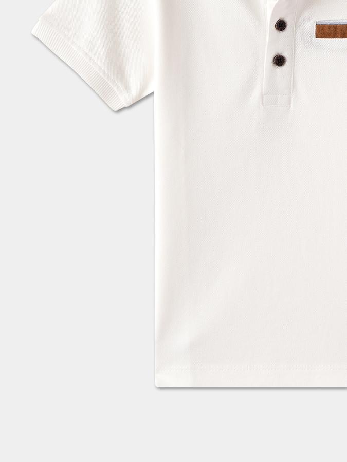 Boys Regular Fit Short Sleeve Mandarin Collar T-Shirt