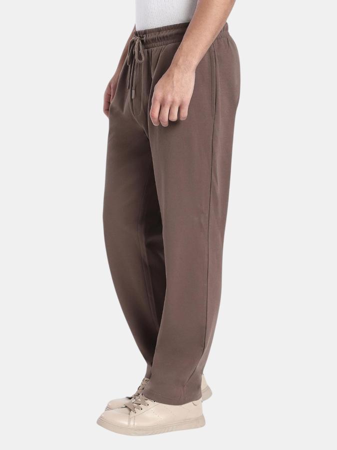 R&B Brown Regular Fit Men Mid Rise Trouser