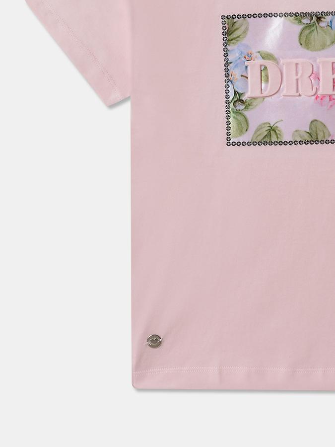 Girls Cotton Regular Fit Crew Neck Graphic T-shirt