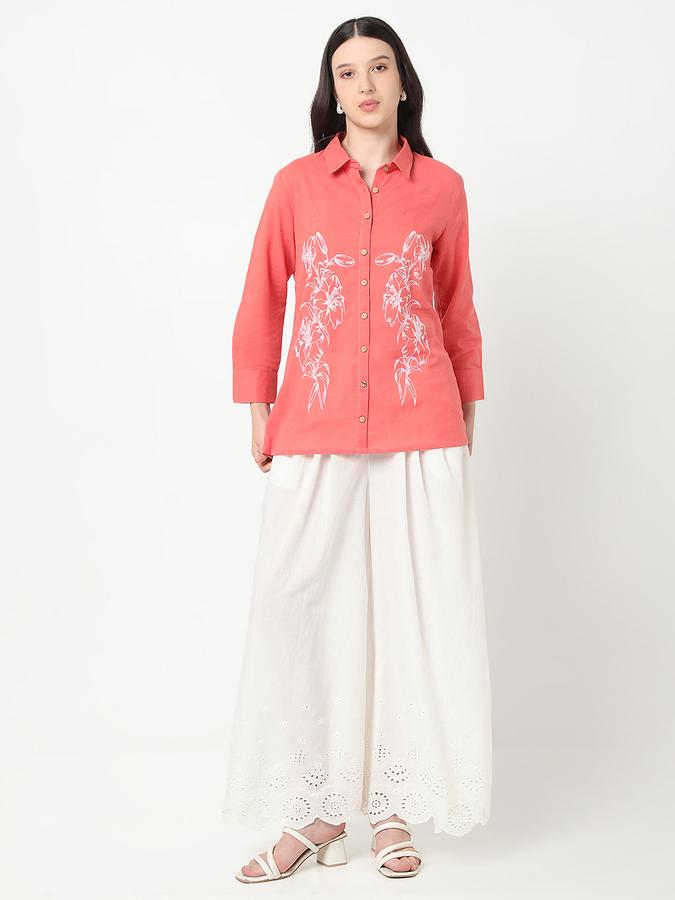 R&B Women's Coral Printed Top