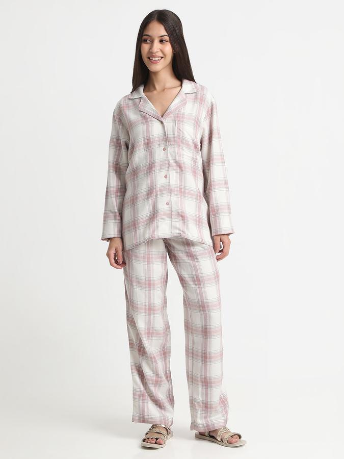 Women Flannel Relaxed Fit Drawstring Waist Plaid Pajama Pants