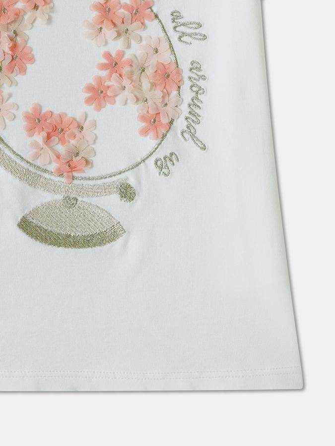 R&B Girls' Ivory Embellished T-Shirt