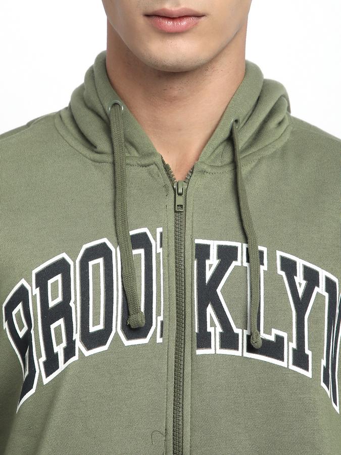 Men Cotton Blend Regular Fit Hooded Graphic Sweatshirt