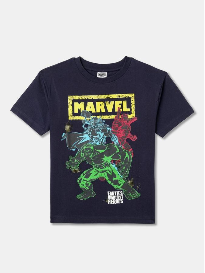 R&B Black Cotton Round Neck Printed Boy T-Shirt