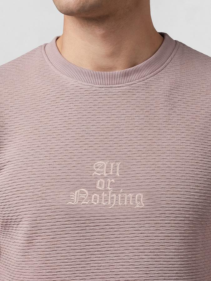 R&B Pink Self Design Men Round Neck Regular Fit Short Sleeves T-Shirt 
