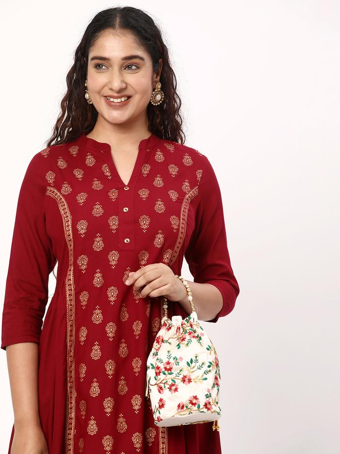 R&B Women Maroon Kurtas