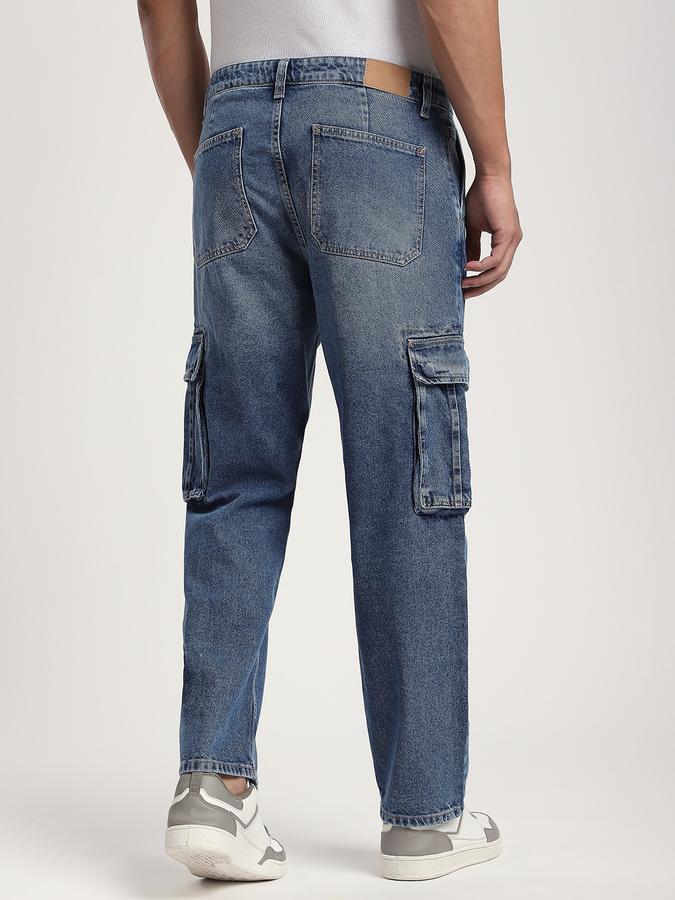 Men Cotton Relaxed Fit Mid Rise Cargo Jeans