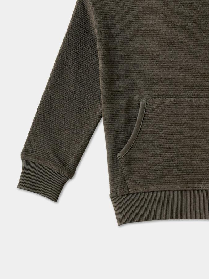 Boys Cotton Relaxed Fit Hooded Textured Hoodie