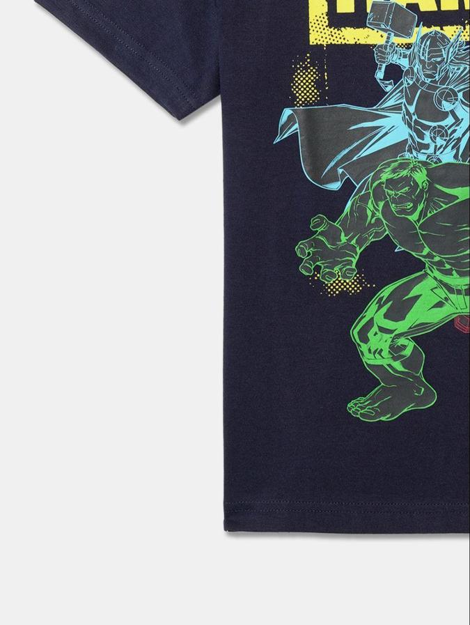 R&B Black Cotton Round Neck Printed Boy T-Shirt