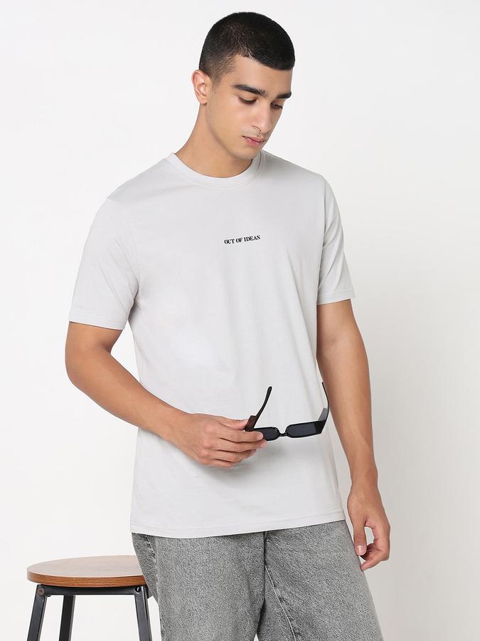 R&B Men's Silver Printed T-Shirt