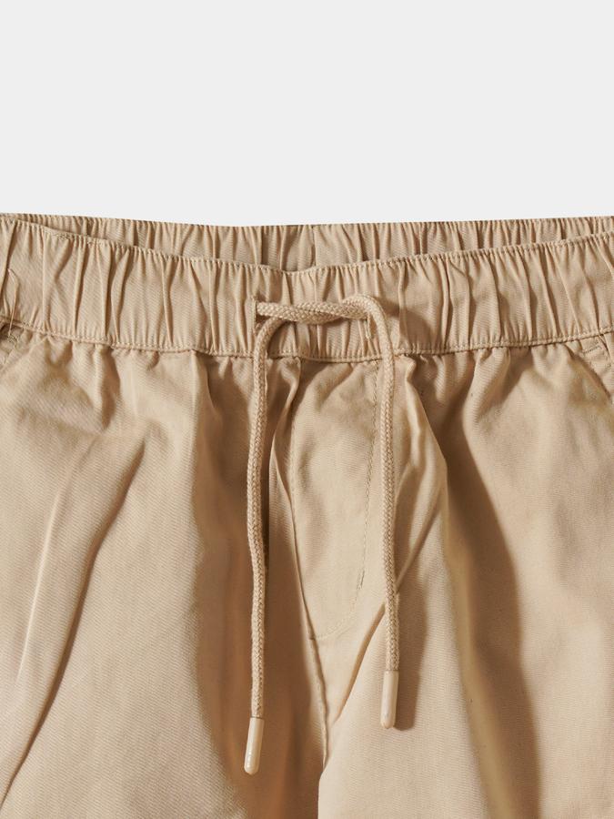 Boys Twill Tapered Drawstring Waist Cuffed Trousers