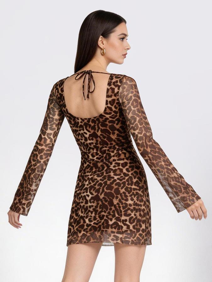 R&B Brown Printed Women Fitted Dress