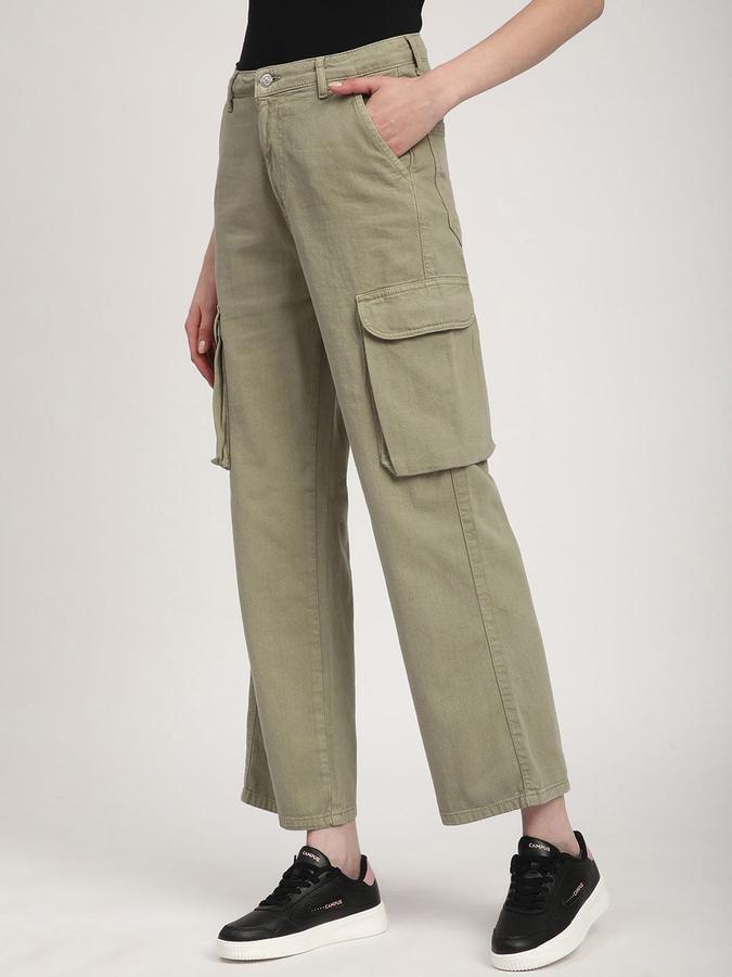 R&B Women Olive Relaxed Fit Mid-Rise Jeans