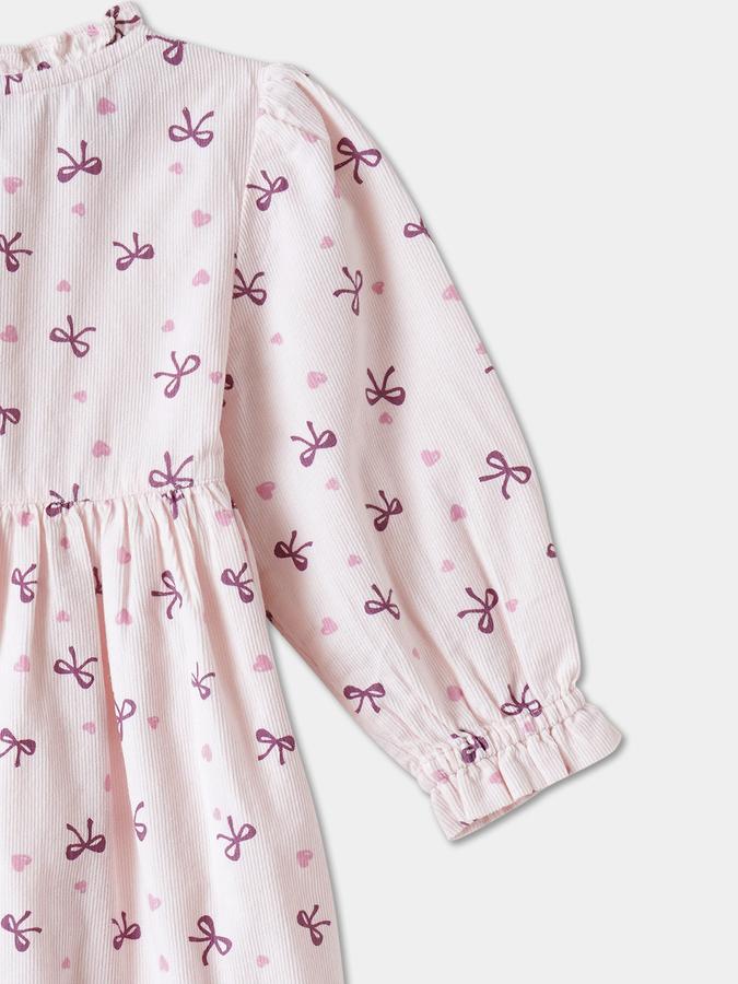 Girls Cotton A Line Ruffled Neck Printed Dress