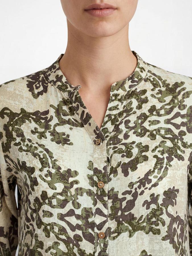 R&B Rayon Off White Printed Mandarin Collar Women Kurtas
