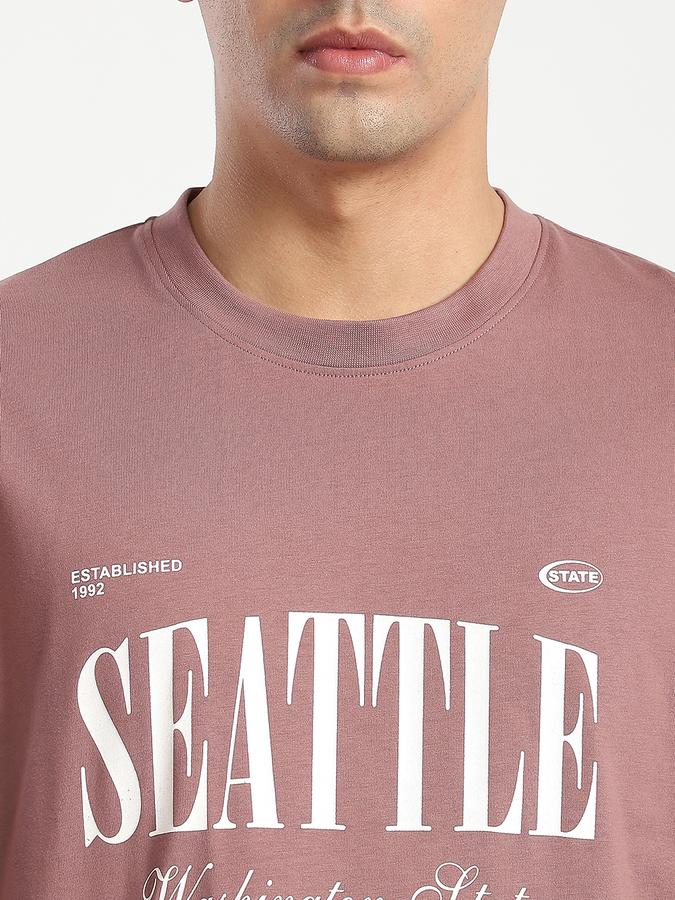 Men Cotton Relaxed Fit Crew Neck Graphic T-shirt