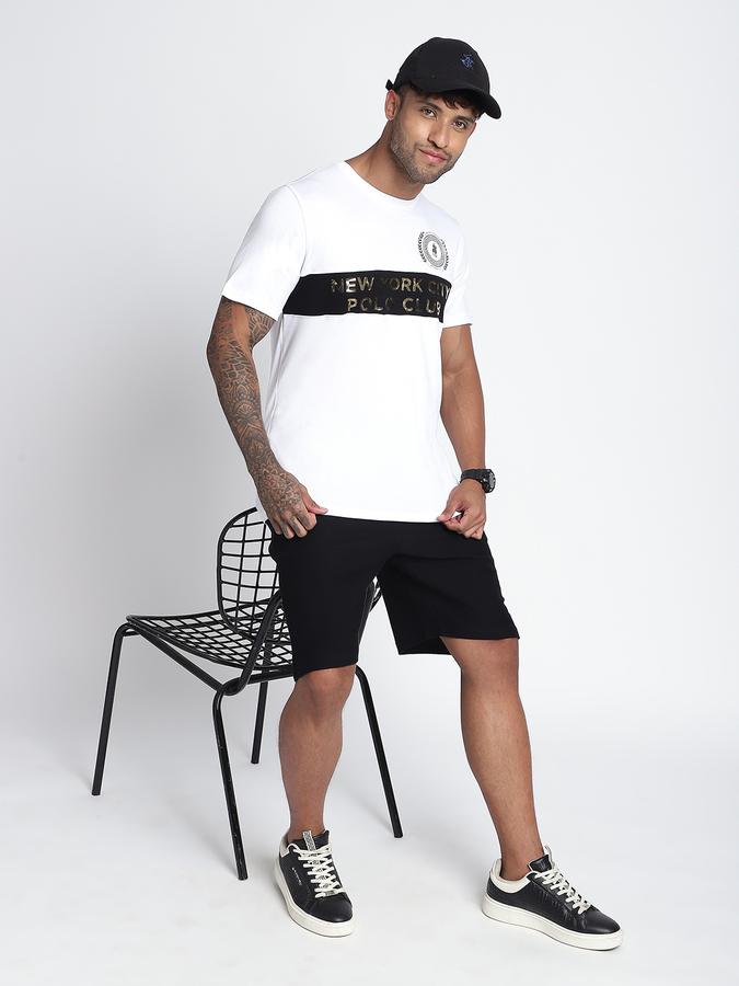 R&B Men's White Printed T-Shirt