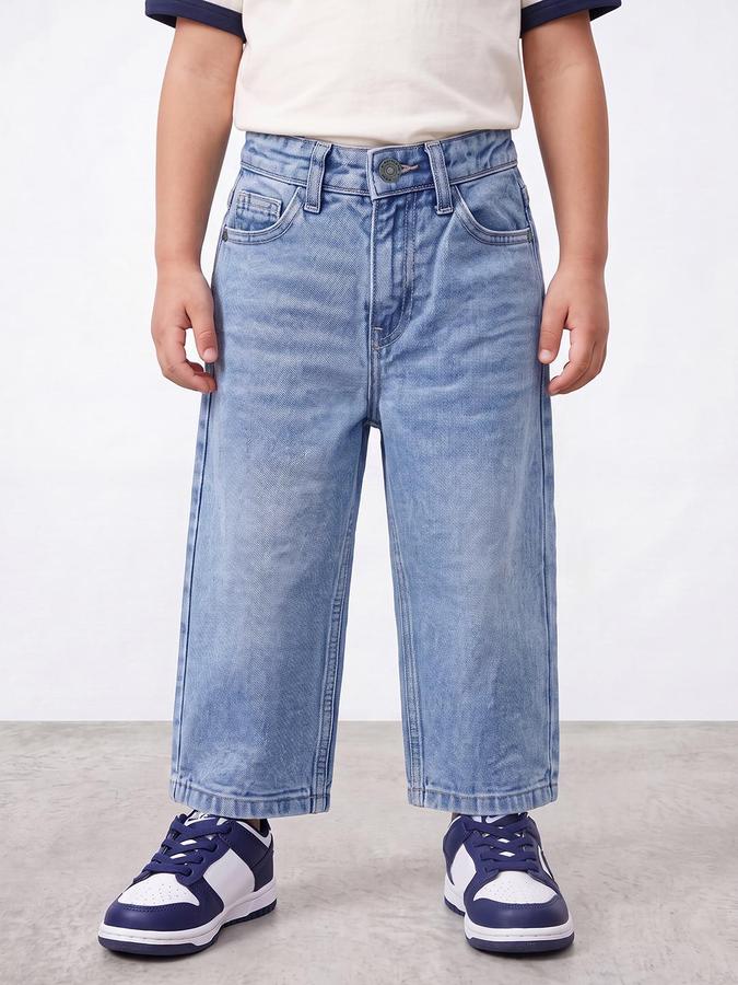 R&B Boys Light Blue Relaxed Fit Mid-Rise Denim Jeans
