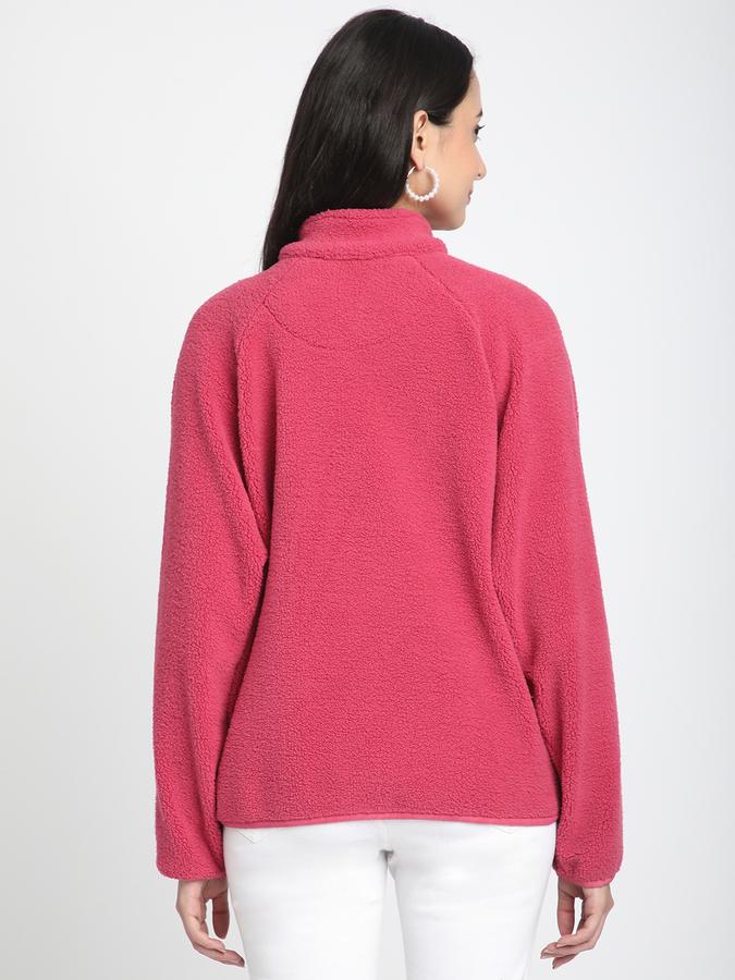 Women Polyester Regular Fit Fleece High Neck Jacket