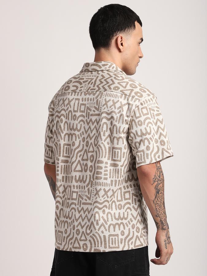 R&B Men's Khaki Printed Shirt
