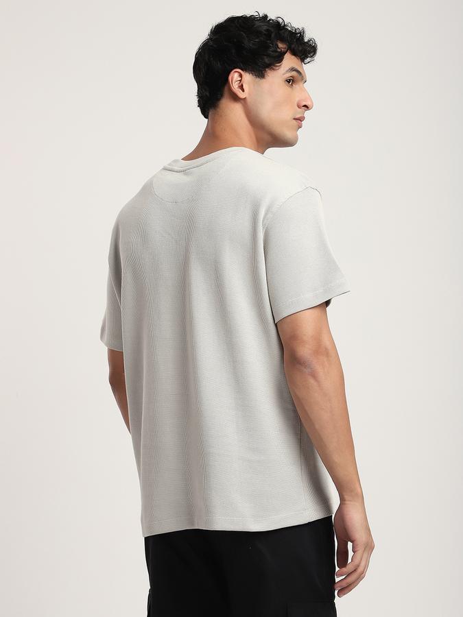 Men Cotton Loose Fit Crew Neck Ribbed T-shirt
