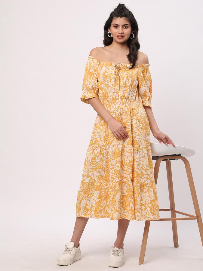 Women Cowl-Neck Micro Print A-Line Dress image number 1