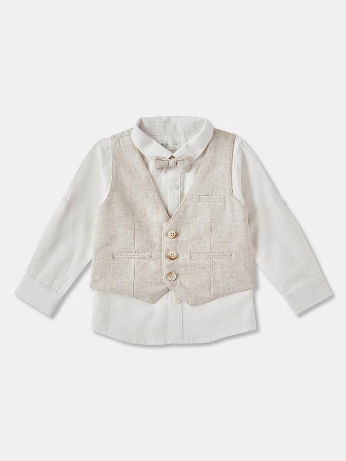Boys Solid Full Sleeves Shirt with Shorts Fashion Set