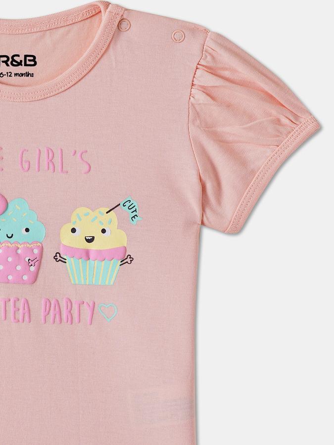 R&B Baby Girls Graphic Print Pure Cotton Regular T Shirt image number 2