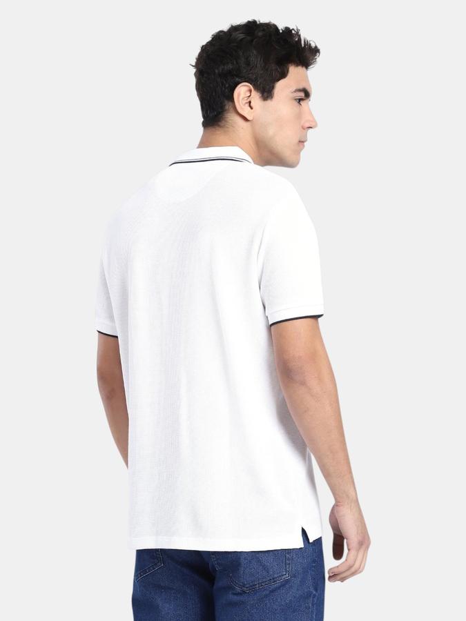 R&B White Solid Men Short Sleeve Polo T-shirt